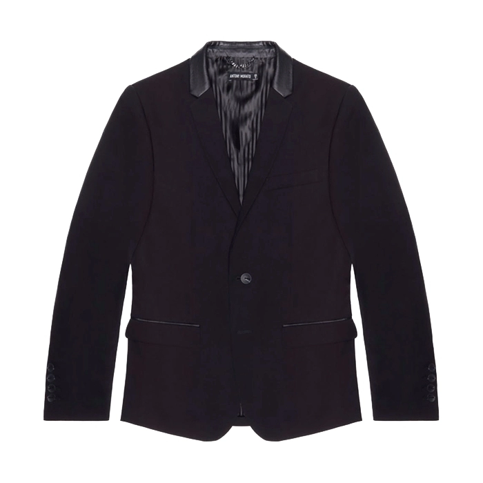 Chaqueta de Traje Debbie con Detalles de Piel Sintetica Negra Chaqueta de Traje Debbie con Detalles de Piel Sintetica Negra