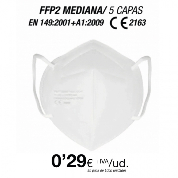 FFP2 Blanca Talla Mediana (Especial para Adolecentes / Adultos con rasgos finos)