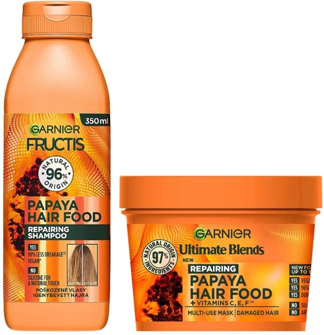 Set Fructis Champú Reparador Hair Food Papaya 350ml + Mascarilla 400ml