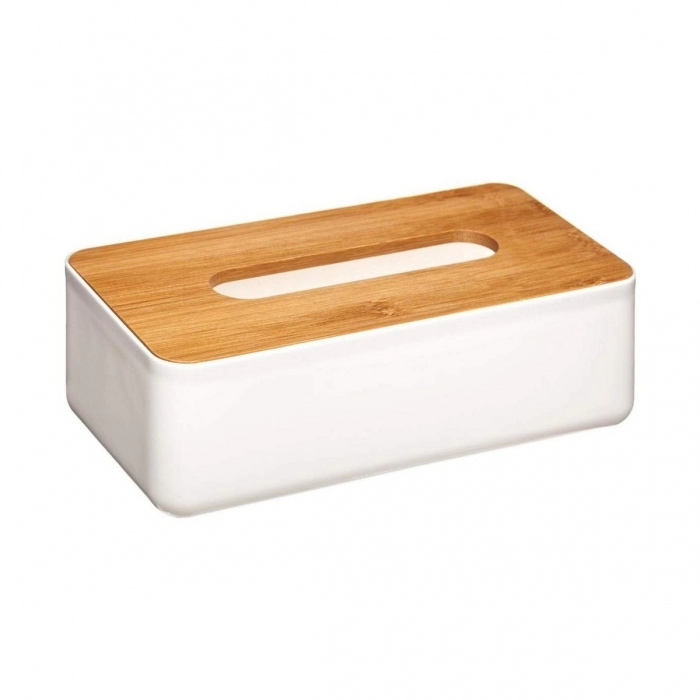 Caja para pañuelos 5five Baltik 25 x 13 x 8.7 cm Blanco Bambú