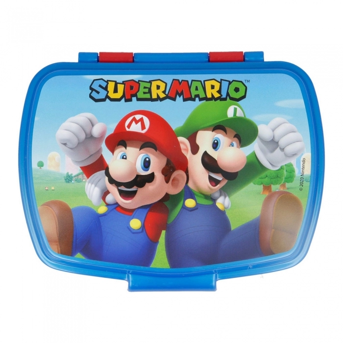 Fiambrera para Sandwich Super Mario Plástico Rojo Azul (17 x 5.6 x 13.3 cm)