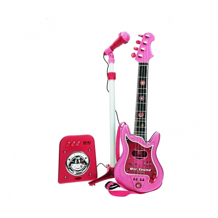 Guitarra Infantil Reig Micrófono Rosa