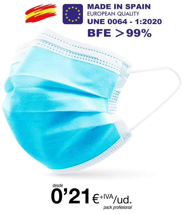 Mascarillas Higienicas tres Capas BFE >99% Calidad Premium Mascarillas Higienicas tres Capas BFE >99% Calidad Premium