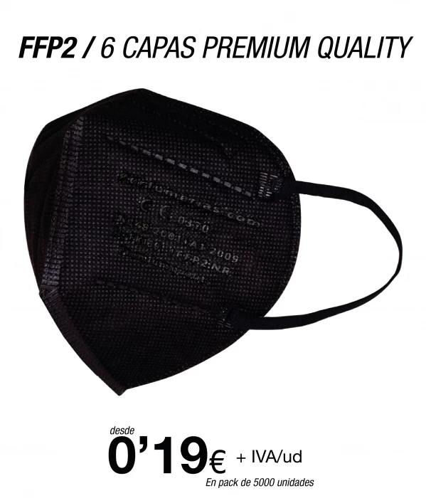 Mascarillas FFP2 6 Capas Calidad Premium Color Negro, con certificación europea Mascarillas FFP2 6 Capas Calidad Premium Color Negro, con certificación europea