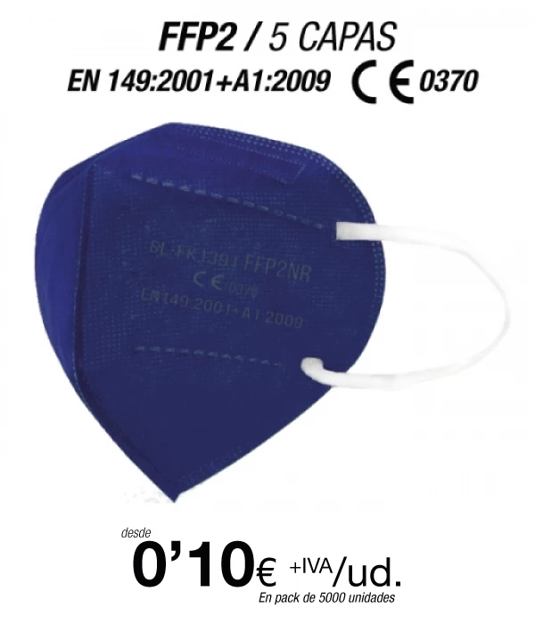 Mascarillas FFP2 Azul Oscuro, con certificación europea Mascarillas FFP2 Azul Oscuro, con certificación europea