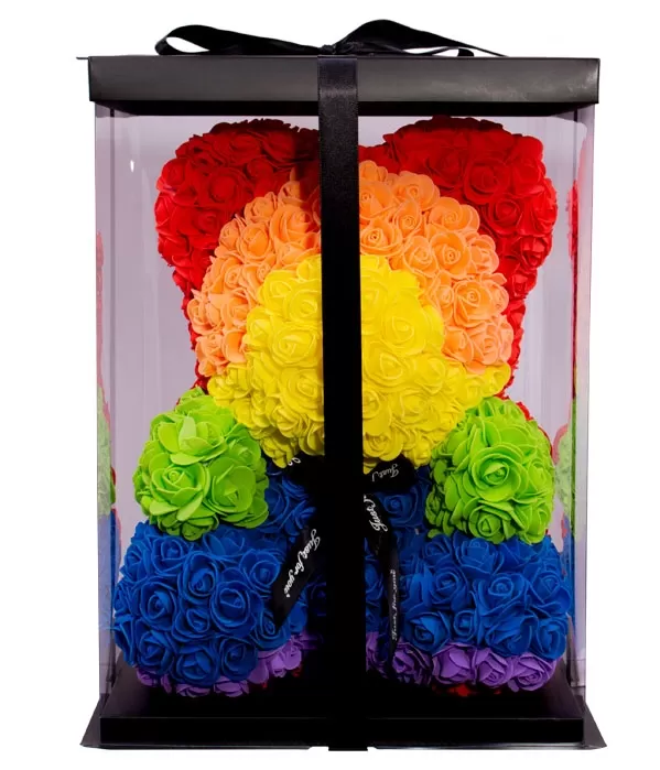 Oso de Rosas goma EVA de Colores de 40cm con caja de regalo