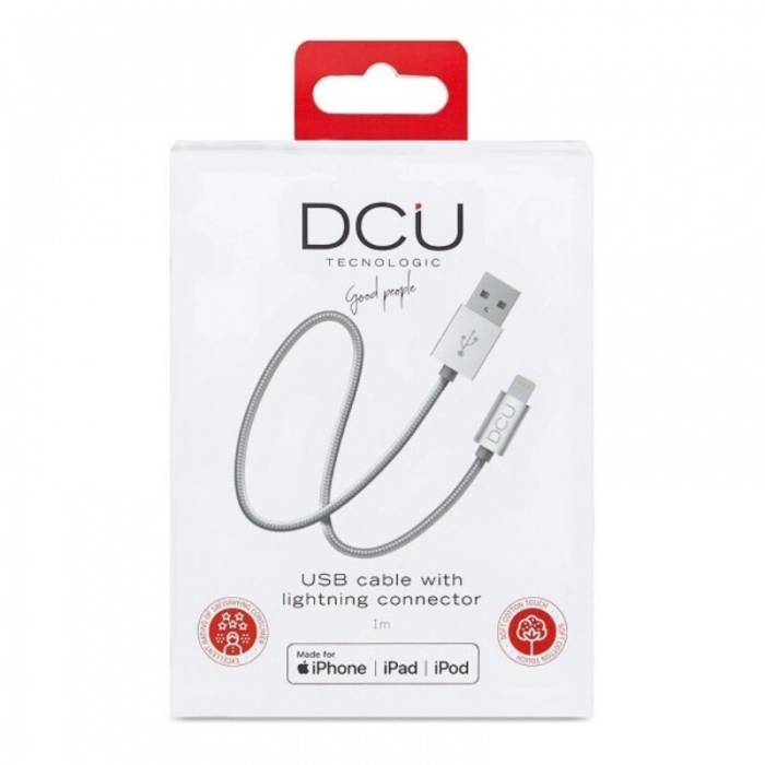 Cable Cargador USB Lightning  iPhone DCU Plateado 1 m