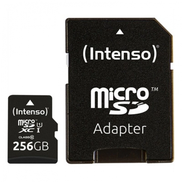 Tarjeta de Memoria Micro SD con Adaptador INTENSO 3423492 256 GB Negro