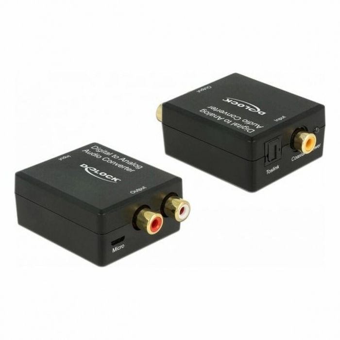 Convertidor de Audio DELOCK Toslink - RCA Negro