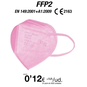 Mascarillas FFP2 Rosa Claro, con certificación europea