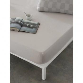 Sábana Bajera Ajustable Naturals ELBA Gris claro 105 x 190/200 cm (Cama de 105)