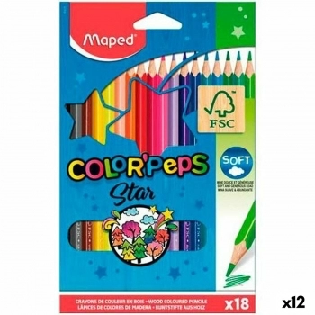 Lápices de colores Maped Color' Peps Star Multicolor 18 Piezas (12 Unidades)