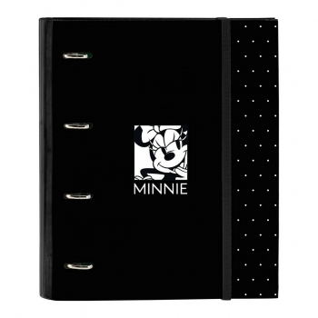 Carpeta de anillas Minnie Mouse Topitos A4 Negro (27 x 32 x 3.5 cm) (35 mm)