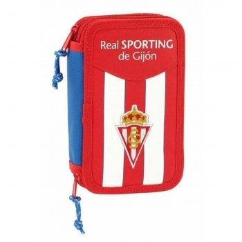 Plumier Doble Real Sporting de Gijón Blanco Rojo (28 piezas)
