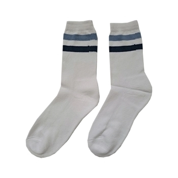 Calcetín Blanco con Rayas Azul y Negra