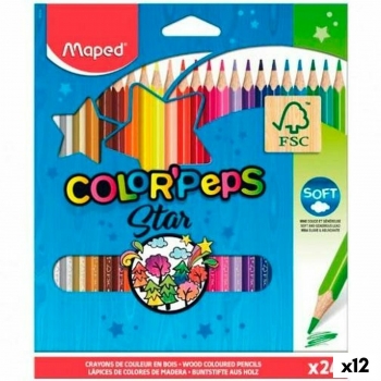Lápices de colores Maped Color' Peps Star Multicolor 24 Piezas (12 Unidades)