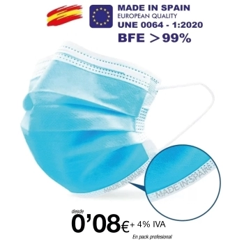 Mascarillas Higienicas tres Capas BFE >99% Calidad Premium Mascarillas Higienicas tres Capas BFE >99% Calidad Premium