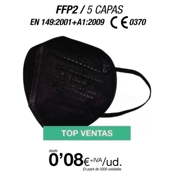 Mascarillas Autofiltrantes FFP2 5 Capas Color Negro con certificación europea Mascarillas Autofiltrantes FFP2 5 Capas Color Negro con certificación europea