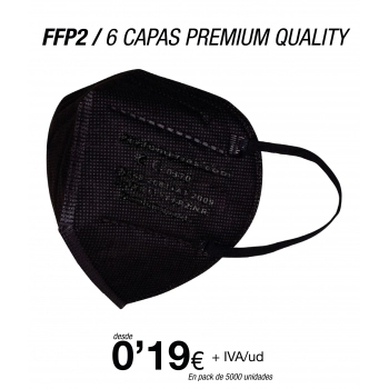 Mascarillas FFP2 6 Capas Calidad Premium Color Negro, con certificación europea Mascarillas FFP2 6 Capas Calidad Premium Color Negro, con certificación europea