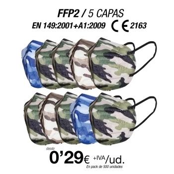 Mascarillas FFP2 Camuflaje Surtido con certificación europea Mascarillas FFP2 Camuflaje Surtido con certificación europea