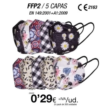 Mascarillas FFP2 Estampado Surtido con certificación europea Mascarillas FFP2 Estampado Surtido con certificación europea
