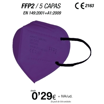 Mascarillas FFP2 Moradas, con certificación europea Mascarillas FFP2 Moradas, con certificación europea