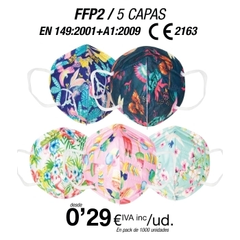 Mascarillas FFP2 Estampado Primavera con certificación europea Mascarillas FFP2 Estampado Primavera con certificación europea