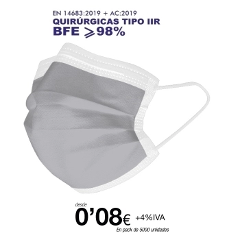 Mascarillas Quirúrgicas Tipo IIR 3 capas Gris Mascarillas Quirúrgicas Tipo IIR 3 capas Gris