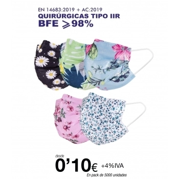 Mascarillas Quirúrgicas Tipo IIR 3 capas Estampado Floral Mascarillas Quirúrgicas Tipo IIR 3 capas Estampado Floral