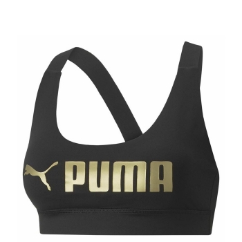 Sujetador Deportivo Puma Negro Dorado Multicolor Sujetador Deportivo Puma Negro Dorado Multicolor