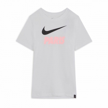 Camiseta de Manga Corta Infantil Nike PSG Swoosh Club Blanco