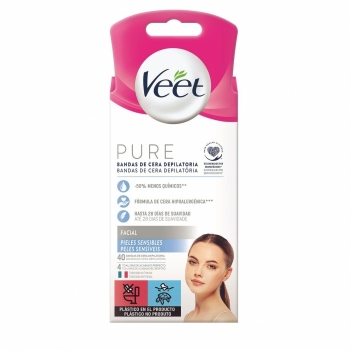 Pure Bandas de Cera Depilatoria Faciales Pieles Sensibles Pure Bandas de Cera Depilatoria Faciales Pieles Sensibles
