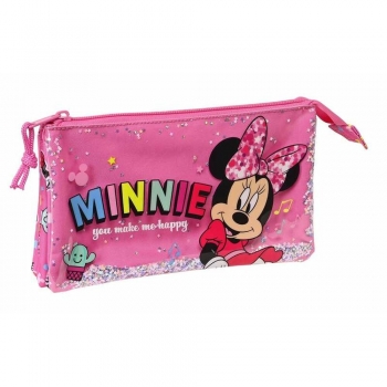 Portatodo Triple Minnie Mouse Lucky Rosa (22 x 12 x 3 cm)